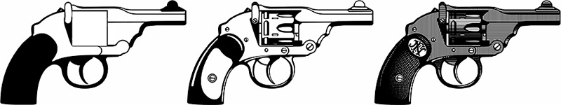  Процесс рисования револьвера 